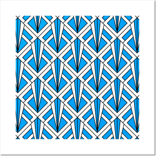 Art Deco Pattern no 87 - Blue - Geometric Pattern Posters and Art